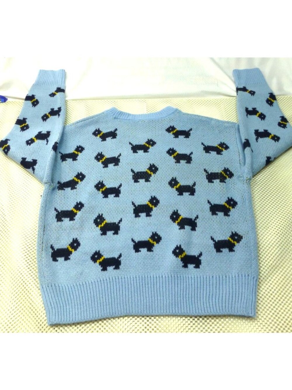 NWT Stranger Things No Boundaries Scottie Dog Sweater Blue M Netflix Ribbed Knit - Picture 2 of 15